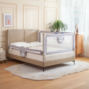 <span class=keywords><strong>Barrière</strong></span> <span class=keywords><strong>de</strong></span> sécurité pour <span class=keywords><strong>lit</strong></span> d'enfant, design oreilles d'ours 3D mignonnes, anti-chute, en maille, hauteur réglable 150cm/200cm, prix usine OEM - Product Image 1