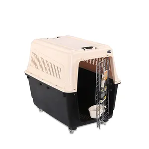 Caja de transporte aéreo de plástico portátil de lujo de fábrica de China, portador de viaje para mascotas, jaulas, caja de viaje para mascotas