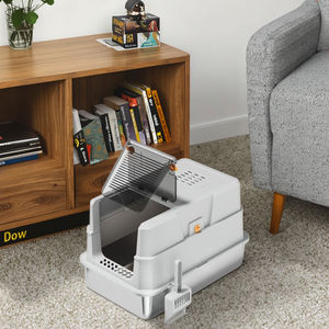 Extra große geruchs beseitigende Katzen toilette Anti-Splash Edelstahl Katzen toilette mit hohen Zäunen und <span class=keywords><strong>Flip</strong></span> Cover 20L Innenraum - Product Image 5