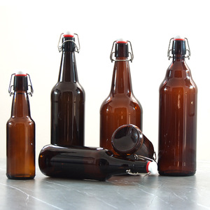 Shanghai Linlang Venta caliente 330ml botella de <span class=keywords><strong>cerveza</strong></span> botellas de <span class=keywords><strong>cerveza</strong></span> de vidrio vacías con tapa abatible o tapa abatible - Product Image 1