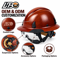 Casque de sécurité HBC ANSI Z89.1 en fibre de verre haute résistance avec lunettes intégrées transparentes, résistant à la chaleur et à la corrosion, à visière intégrale