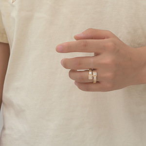 Hip Hop T-square Zircon <b>Ring</b> Opening Geometric <b>Ring</b> Copper Micro-<b>set</b> Men's and Women's Fashion Accessories - Product Image 3