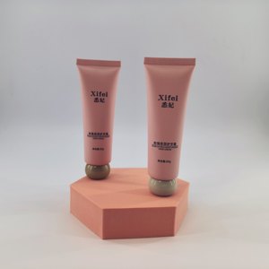 High Quality <b>Plastic</b> Cosmetic Pink Squeeze Empty <b>Tube</b> 50g Screw Cap with Ball Shape Lid For Hand Cream Cosmetic Packaging - Product Image 6