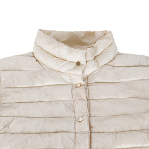 Veste matelassée en nylon brillant 400T de qualité supérieure pour <span class=keywords><strong>femme</strong></span>, manteau en coton léger et thermique pour usage quotidien décontracté, logo personnalisé - Product Image 5