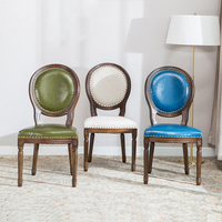 Chaise de salle à manger en cuir rembourrée de style rétro américain/européen, mobile, pour la maison, l'hôtel, le restaurant et les cafés