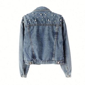 Chaqueta Vaquera Impermeable con Perlas para Mujer, Estilo Lindo, Manga Larga, Talla Infantil, Primavera-Otoño, Venta al por Mayor de Fábrica, Oferta 2022 - Product Image 5