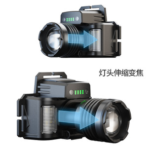 Lampe frontale H-089 noire à LED rechargeable avec batterie, charge rapide Type C, détecteur de mouvement, projecteur extérieur, faisceau puissant longue portée - Product Image 2