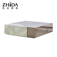 Ensemble de table basse en acier inoxydable de luxe de lumière de Offre Spéciale pour le salon de villa