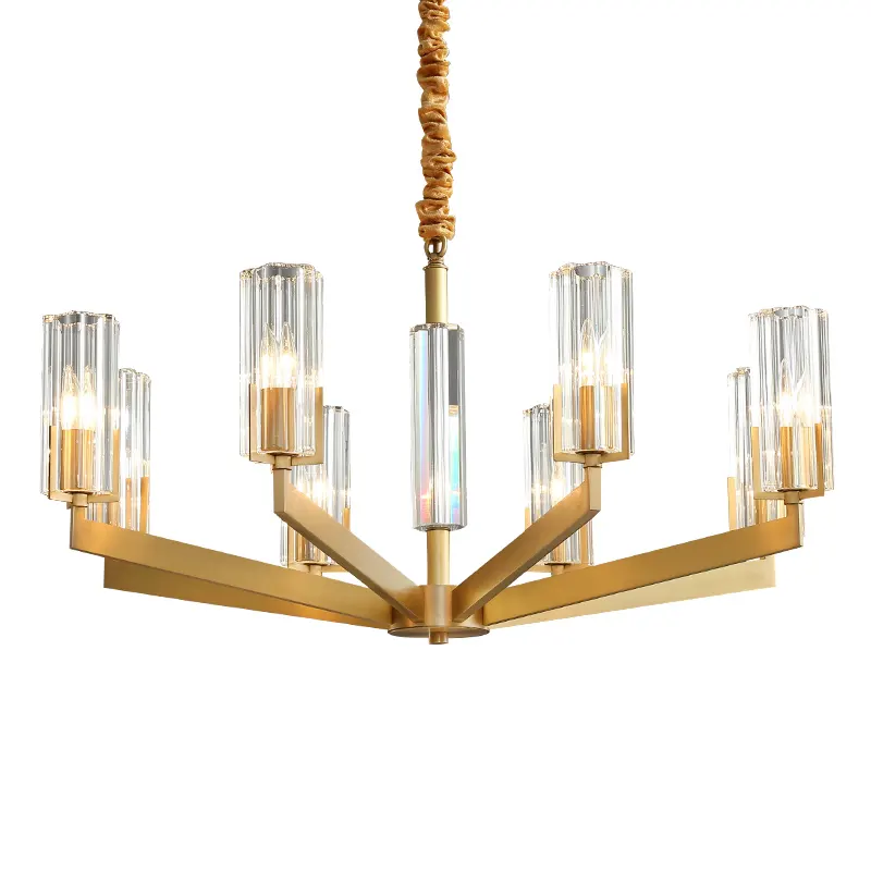Wholesale Customized Chandelier Modern Style Indoor Glass Shade Brass Light For Living Room Bedroom Hotel Lamp