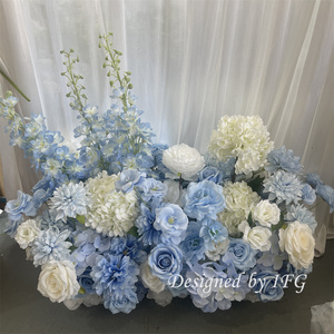 Ifg Thanh Lịch Đẹp Rose <span class=keywords><strong>Hydrangea</strong></span> Nhân Tạo Màu xanh và trắng Hoa Lối đi RUNNERS cho trang trí đám cưới - Product Image 3
