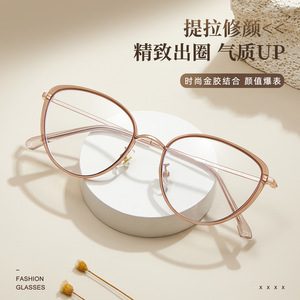 Monture de lunettes en métal œil de chat Danyang S11869, anti-lumière bleue, pour femmes, monture complète, verres en acrylique - Product Image 3