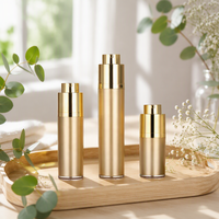 Flacon pompe sans air personnalisé doré brillant pour crème visage 30ml 50ml 100ml, emballage cosmétique vide en plastique ABS pour lotion et shampoing
