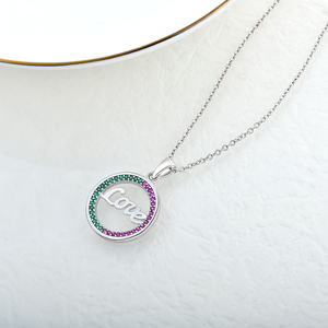 YILUN giorno della mamma gioielli Multi colore Zirconia 925 in argento Sterling amore ciondolo collana per le donne - Product Image 3