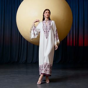 Vestido Abaya Personalizado de Poliéster Estampado de Alta Calidad para Mujeres Musulmanas, Elegante Ropa de Fiesta, Venta al por Mayor OEM - Product Image 1