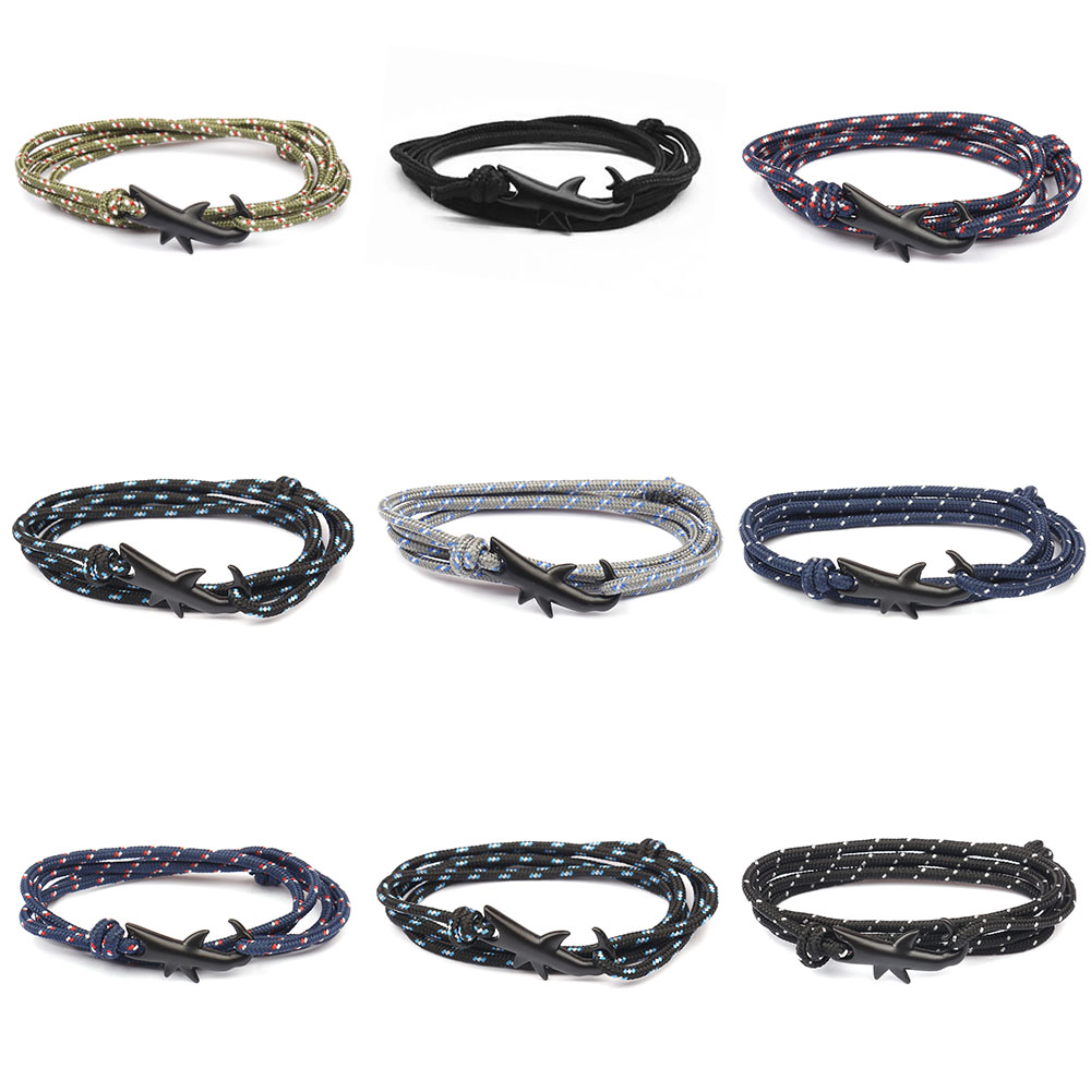 Новое поступление простой пользовательский браслет Спортивная навигация черный браслет-скоба Акула Регулируемый мужской браслет с пряжкой