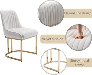 <span class=keywords><strong>Fauteuil</strong></span> Moderne en Velours <span class=keywords><strong>Beige</strong></span> avec Accents Dorés pour Salon, Chaise de Salle à Manger Italienne de Luxe, <span class=keywords><strong>Fauteuil</strong></span> Compressé de Luxe - Product Image 2