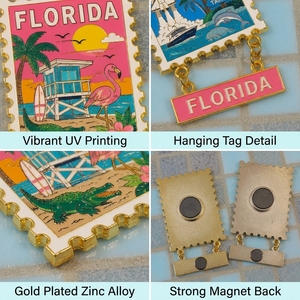 Aimants de réfrigérateur en émail personnalisés en gros, forme sur mesure, souvenirs de Miami Beach, Florida, en métal, pour frigo - Product Image 5