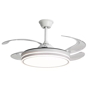 Ventilateur de plafond LED blanc moderne avec lumière et télécommande, lampe de ventilateur de plafond 3 couleurs pour chambre à coucher - Product Image 1