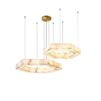 Lustre polygonal en albâtre espagnol de luxe moderne, style nordique, luminaire suspendu octogonal pour salon, salle à manger, hôtel, hall
