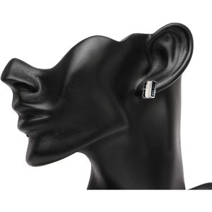 Ornaatis Diamond Bar <b>Stud</b> <b>Earrings</b> 0.75 Cttw Round Cut White And Blue In 925 Sterling <b>Silver</b> For Women - Product Image 3