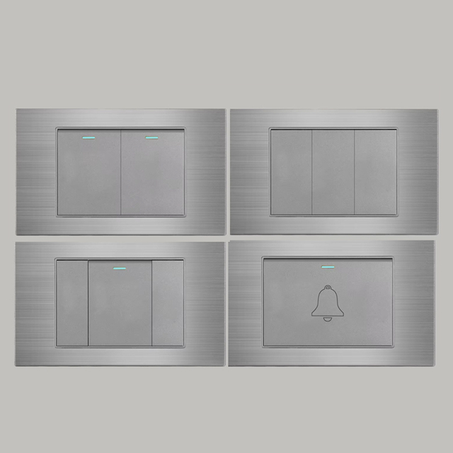 Aluminum Series Electric Wall Switch with Light Modular Design Different Switch Door Bell Max. Current 16A Max. Voltage 250V