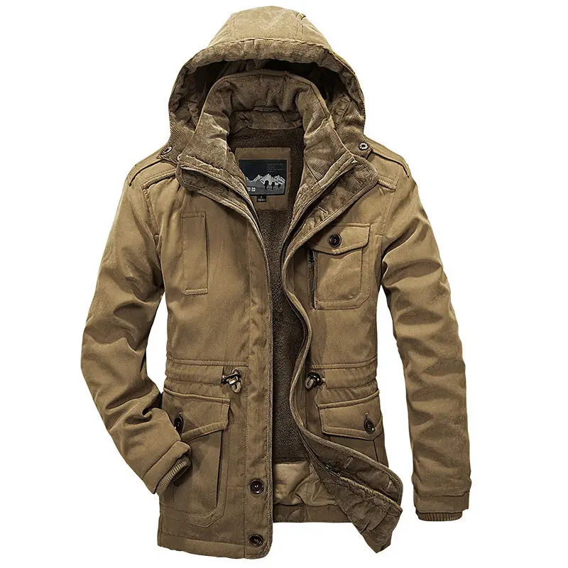 OEM Custom Design trendy men overcoat fleece hooded plus size men long coat slim sherpa detachable liner men's jacket