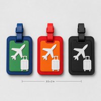 Étiquette de bagage personnalisée en PVC souple 3D, badge en caoutchouc, patch avec fermeture velcro pour valise de voyage