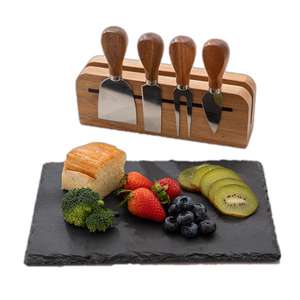 Planche à découper en <span class=keywords><strong>ardoise</strong></span> de conception spéciale d'usine, plaques rectangulaires noires, bloc à couteaux <span class=keywords><strong>magnétique</strong></span>, planche à fromage en <span class=keywords><strong>ardoise</strong></span> d'acacia de 1,5 cm - Product Image 1