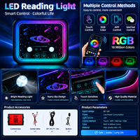 Lampe de lecture intérieure de voiture 12V, lampe d'ambiance, commande tactile par application, éblouissante lumière de plafond de voiture effet ciel étoilé avec éclairage d'ambiance RGB