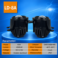 Lentille de projecteur H4 Mini Bi LED 2 pouces 45W 12V Plug & Play Phare antibrouillard SFIDA LD-8A 6000K 4500 Lumens