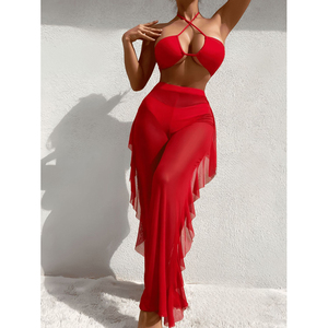 <strong>Hot</strong> <strong>Models</strong> Color Mesh <strong>Bikini</strong> Ruffled Pants <strong>Bikini</strong> Color Swimsuit - Product Image 3