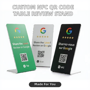 Carte de membre NFC personnalisée en acrylique avec code QR intelligent pour les réseaux sociaux, support de table RFID vierge pour avis <span class=keywords><strong>Google</strong></span> sur le football - Product Image 2