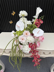 Arreglo Floral Personalizado Rosa y Verde para Boda, Bola de Flores Artificiales de Hortensias Verdes y Orquídeas Rosas para Decoración de Fiestas - Product Image 6