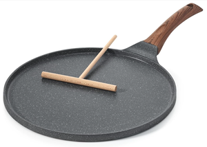 Poêle à oeufs en fonte d'aluminium Tawa Pizza Poêle à crêpes antiadhésive en granit Manche en bois de bakélite - Product Image 3