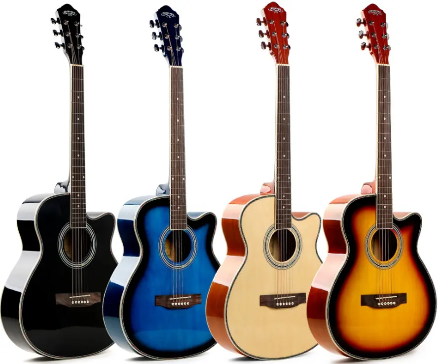 Caravan Music HS-4020 Cutaway Linden Wood 40inch Acoustic Guitar Popular Cheap Price For Guitar Factory Wholesale
