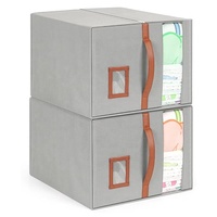 Organisateur de draps en tissu pliable avec poignées, boîtes de rangement de grande capacité pour placard - Durable et anti-poussière