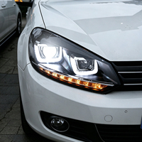 Ensemble de phares LED pour VW Golf 6 MK6 2010-2014, lentille de projecteur double effet œil de démon, feux de jour LED, clignotants séquentiels