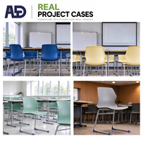 Chaise d'école empilable en plastique PP avec cadre métallique, assise interverrouillable pour auditorium et salle