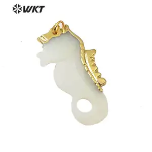 WT-JP185 ใหม่ล่าสุดธรรมชาติ Sea Horse เชลล์จี้ 18 K Gold Plated แฟชั่น Lady Charm เครื่องประดับ Sea Horse รูปร่างเปลือกจี้