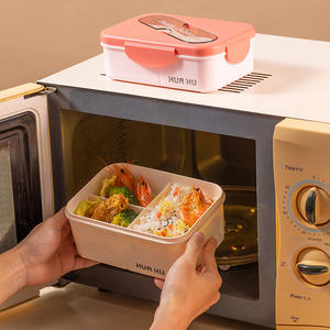 Portable Microwave Safe Plastic Bento <b>Lunch</b> <b>Box</b> for Kids and Newborns Leakproof 3 Compartments <b>Lunch</b> Containers with Tableware - Product Image 2
