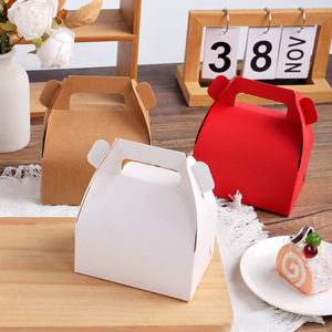 Kraft Paper Dessert <b>Box</b> 12x8x14cm With Handle For Cake Packaging - Product Image 4