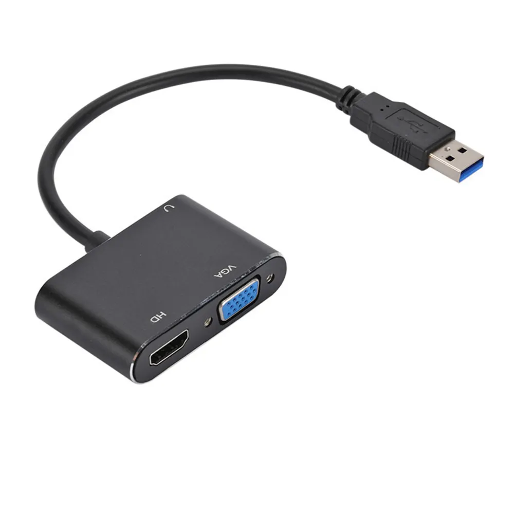 1080P HD USB 3.0 zu VGA HDMI-kompatibler Audio-Video-Konverter für Computer Laptop zu Monitor/TV Dual Screen Display