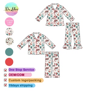 New Arrival <strong>Christmas</strong> Bamboo Pajamas Girls Clothing Sets with Ruffle Pants Family Matching <strong>Outfits</strong> - Product Image 2