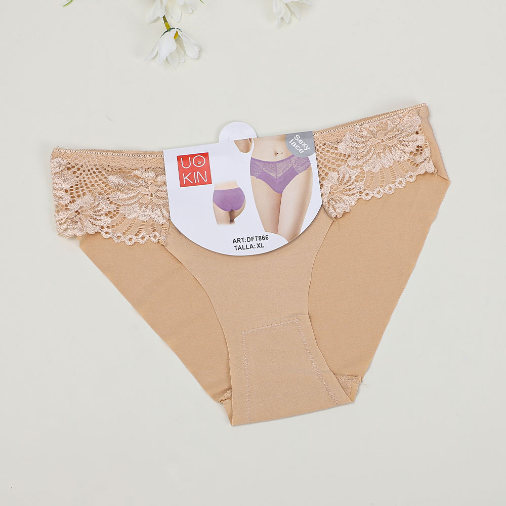 UOKIN Nylon Lace Panties Mid Waist Sexy Mature Women's Underwear for Women Wholesale Dozen Mix Size Pack