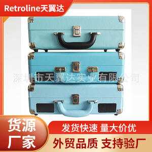 Tocadiscos Portátil de Cuero para Reproducción de Vinilo, Azul, 2.8 kg, Adaptador de CA, Salida USB MP3, China - Product Image 5