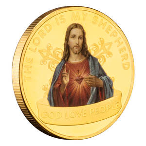 神は人々を愛するクリスチャン記念コインゴールドメッキ宗教信仰イエスが描いたバッジイエスの情熱お土産ギフト - Product Image 5
