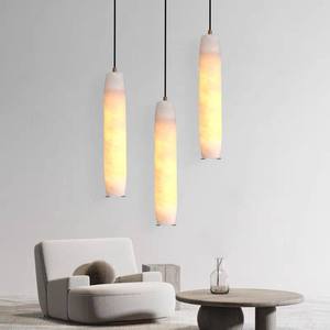 <span class=keywords><strong>Luminaire</strong></span> <span class=keywords><strong>suspendu</strong></span> LED en marbre doré de luxe léger, design moderne, lustre en albâtre côtelé <span class=keywords><strong>pour</strong></span> bar, chambre à coucher, chevet - Product Image 2