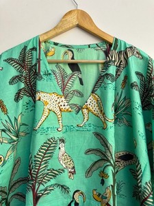 Women's Casual Wear Floral Print <b>Kaftan</b> <b>Dress</b> <b>Long</b> Boho Style <b>Dress</b> Relaxed Fit Gathered Drawstring Waist Outfit - Product Image 4