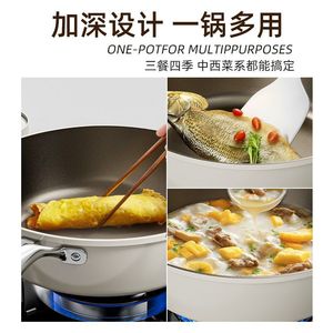 Titanium Ceramic Non Stick Frying Pan Household Flat Bottom <b>For</b> Gas Stove And <b>Induction</b> Cooker - Product Image 5