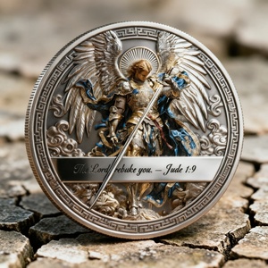 Pièce de monnaie commémorative religieuse 3D Saint Michel Archange, Victoria Supra Malum Jude 1:9, pour collection, vente en gros - Product Image 5